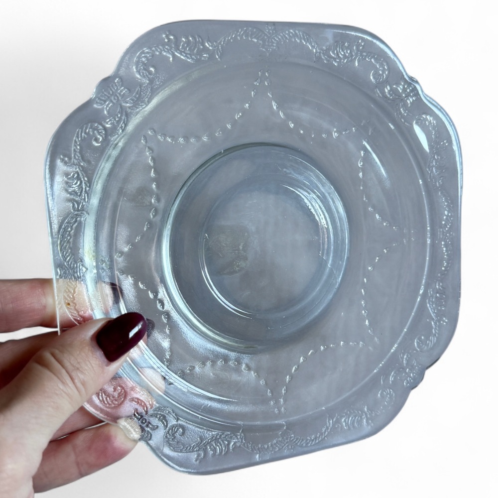 Antique Federal Depression Clear Glass Bread and Butter Saucer Plates Set of 3